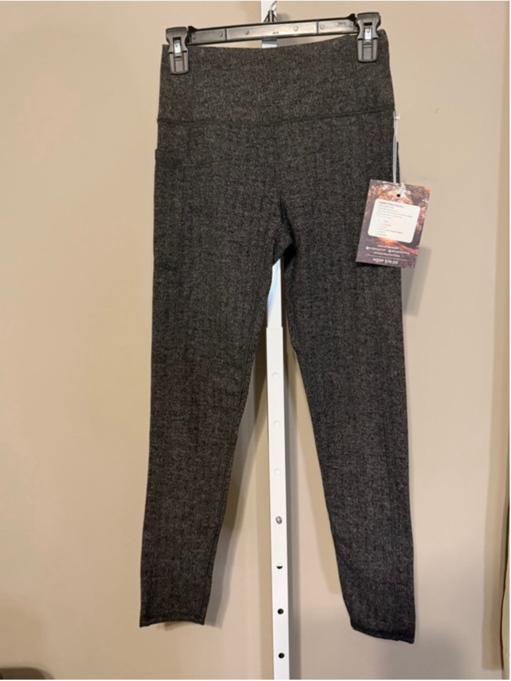 Women's KYODAN OUTDOOR Gray Black Herringbone Leggings XS